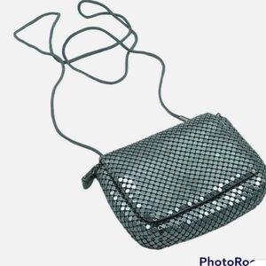Metallic Silver Sequin Mini Crossbody Bag